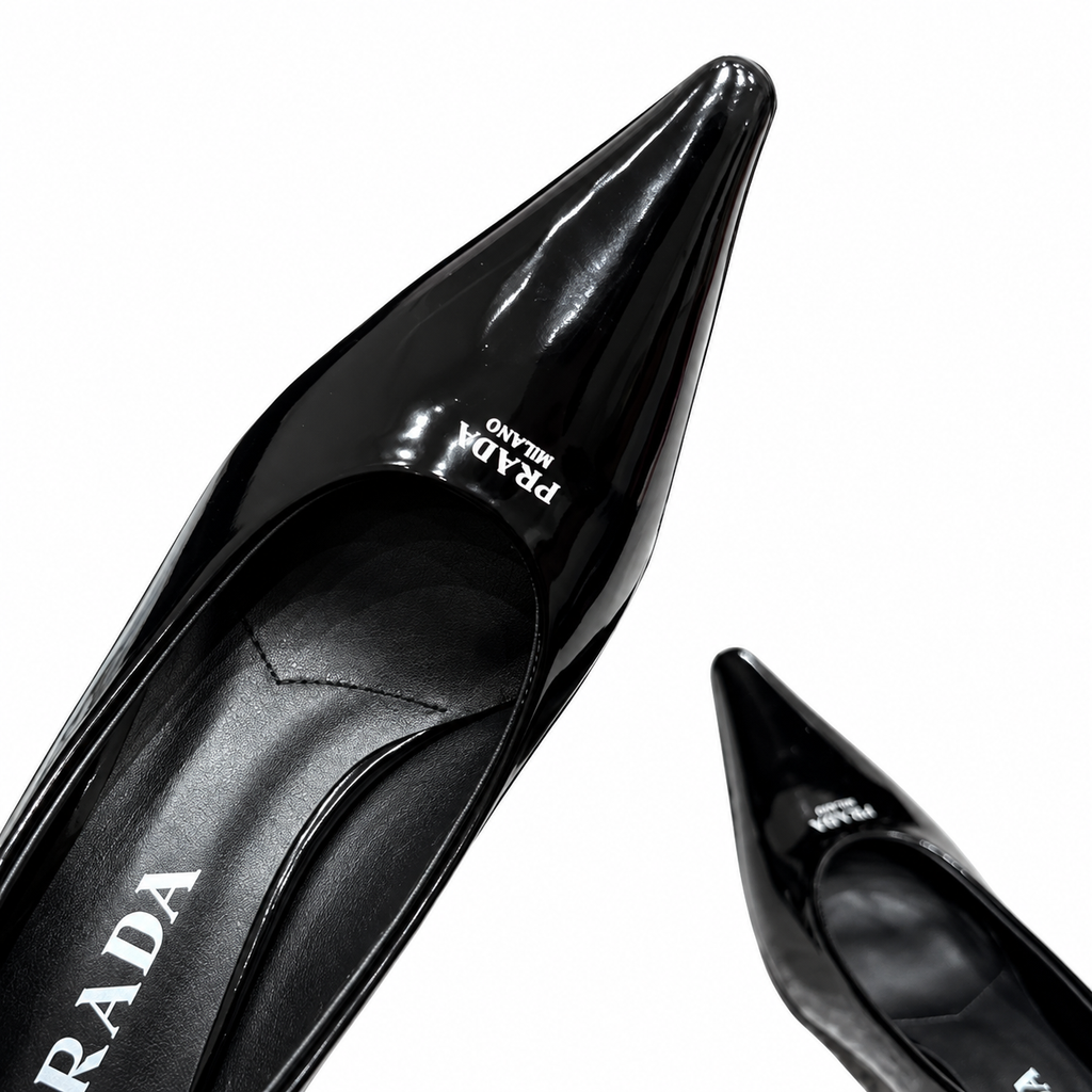 Prada Black Glossy Pointed-Toe Pumps