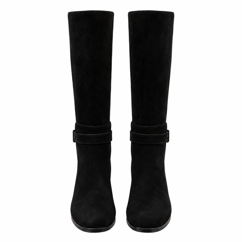 Hermès Black Buckle Knee-High Boots