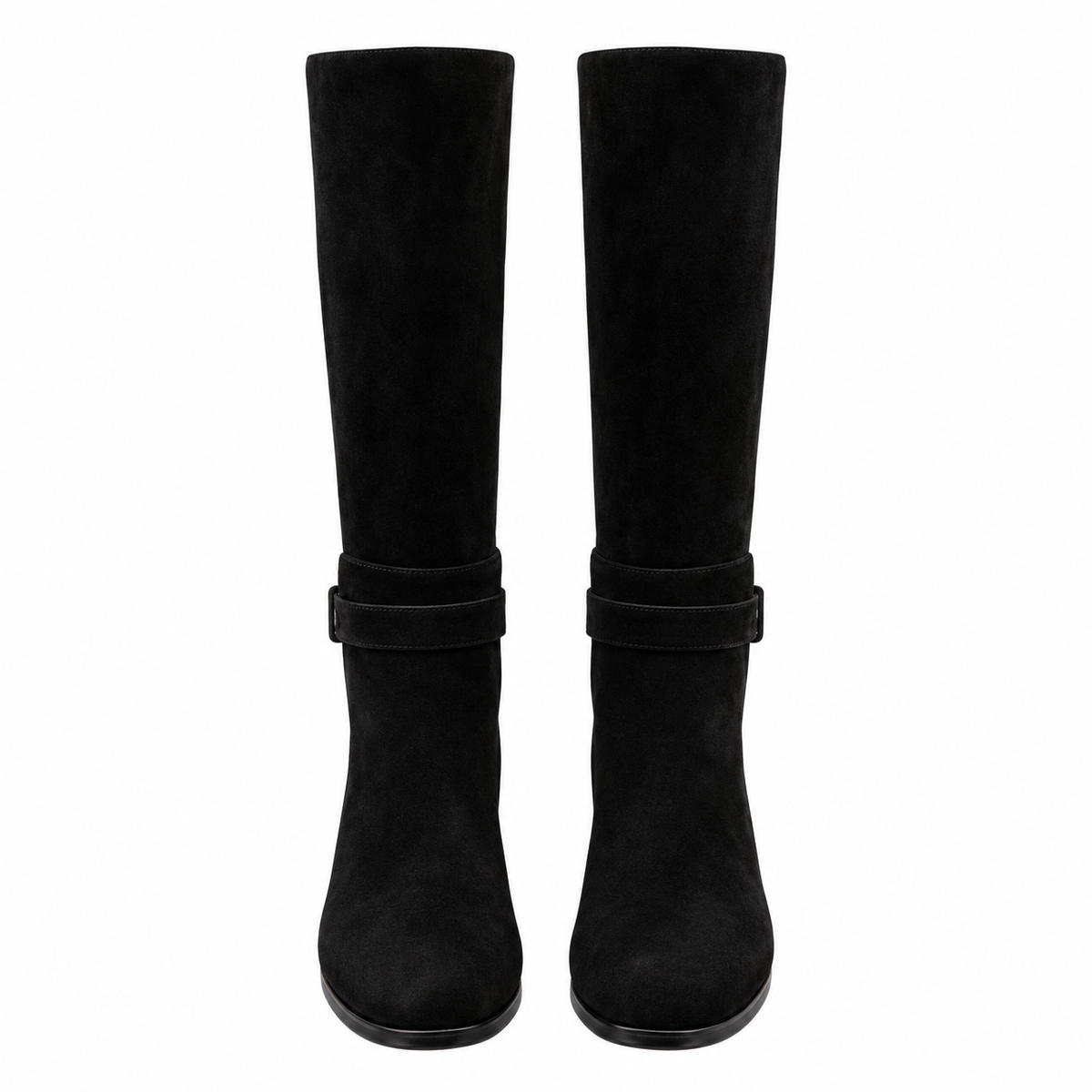Hermès Black Buckle Knee-High Boots