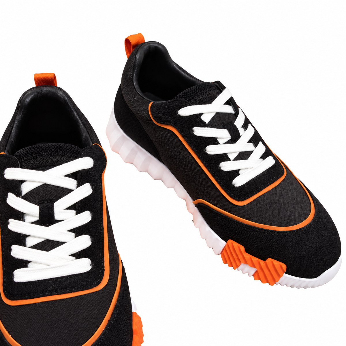 Hermès Black and Orange Low-Top Sneakers
