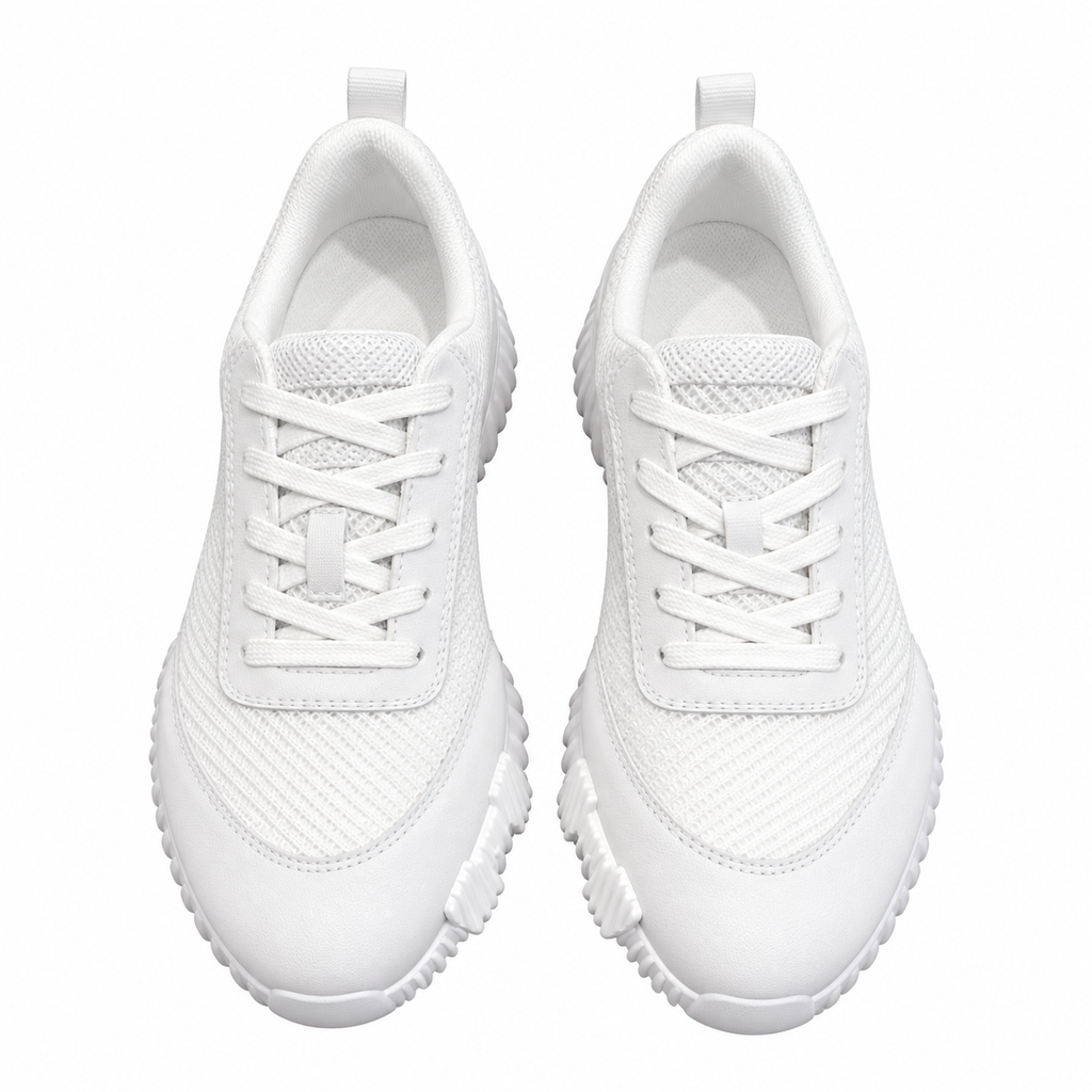 Hermès White Low-Top Sneakers with Ribbed Sole