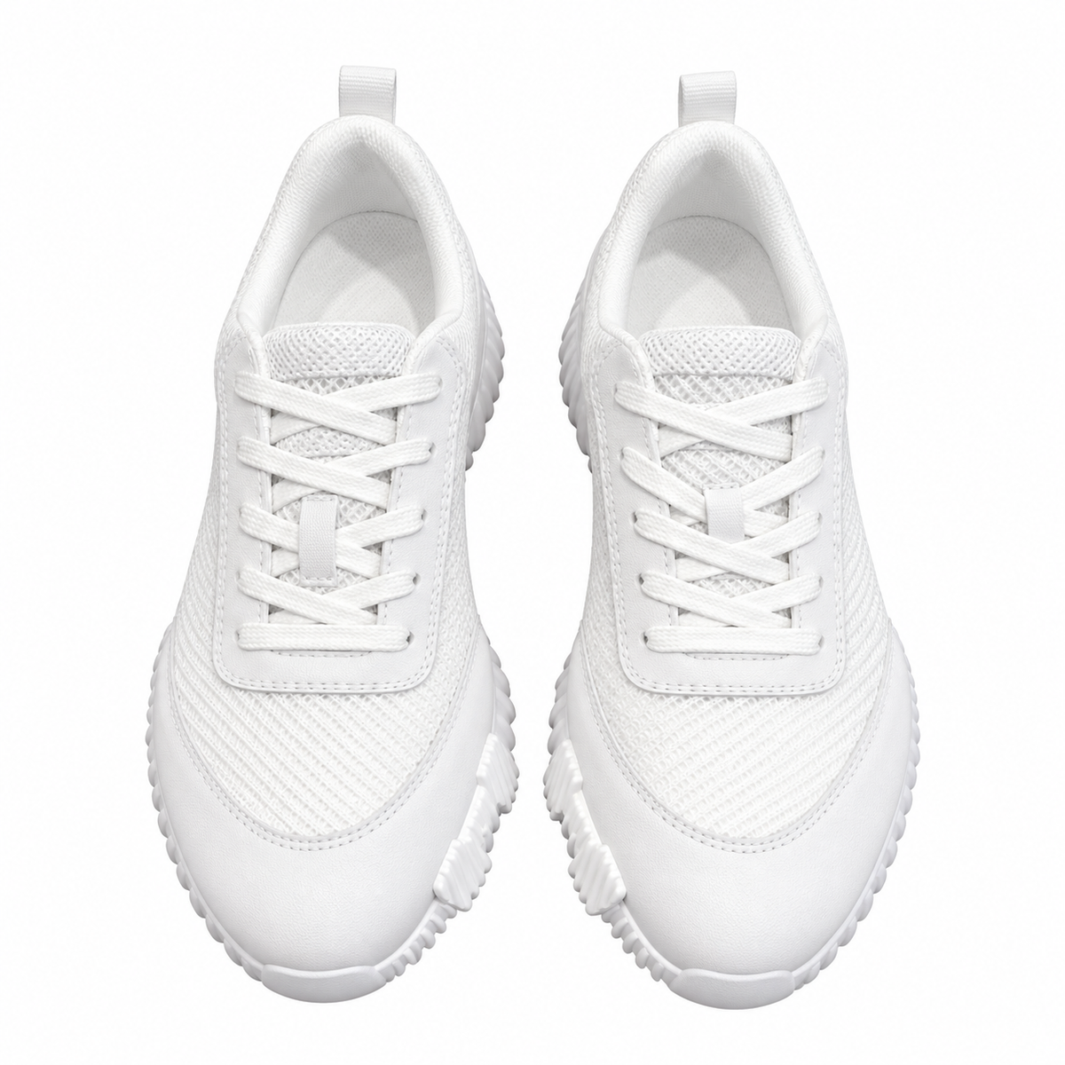 Hermès White Low-Top Sneakers with Ribbed Sole
