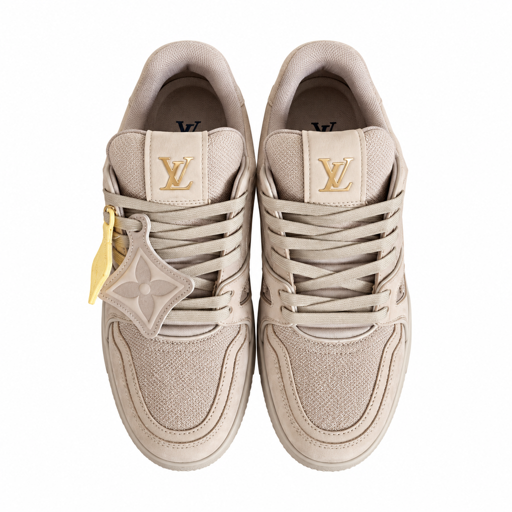 Louis Vuitton Trainer Taupe Textured Sneakers