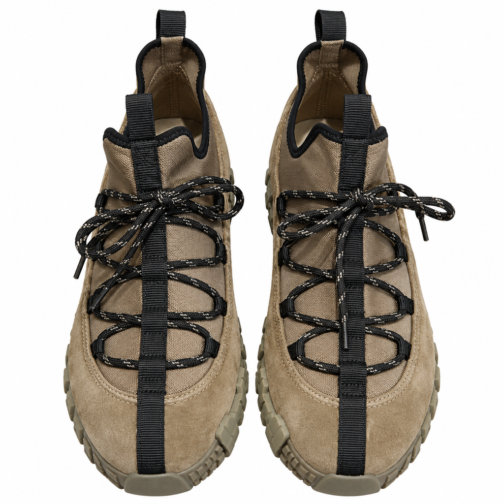 Hermès Taupe Panelled Lace-Up Sneakers