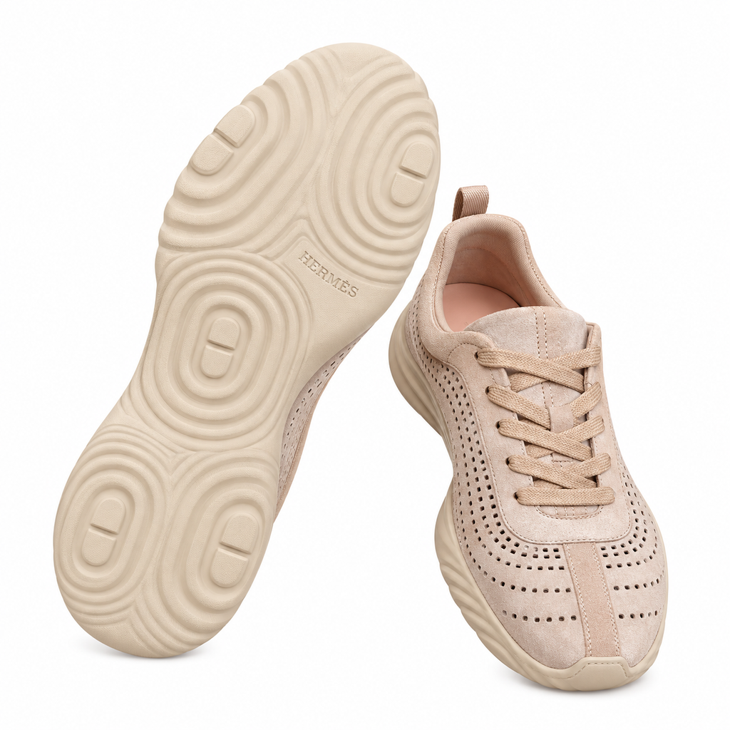 Hermès Sand Beige Cutout Low-Top Sneakers