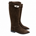 Hermès Dark Brown Pointed-Toe Tall Boots