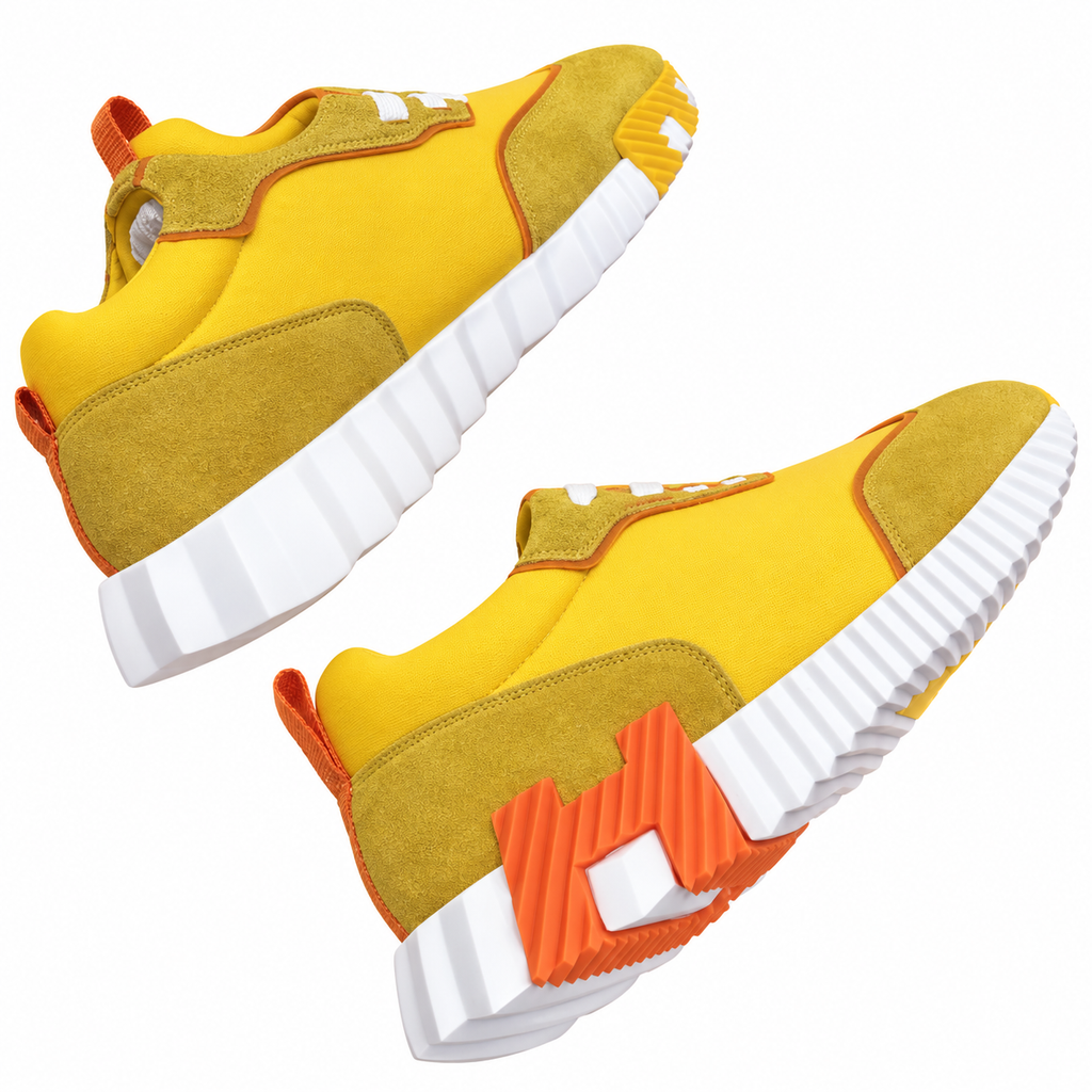 Hermès Yellow and Orange Low-Top Sneakers