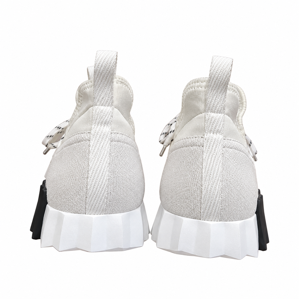 Hermès White Panelled Lace-Up Sneakers