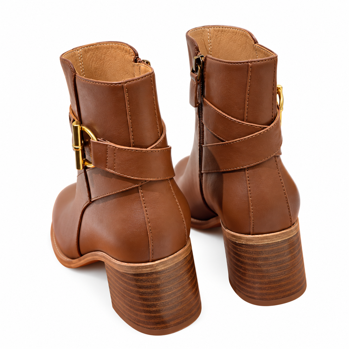 Hermès Brown Leather Buckle Ankle Boots