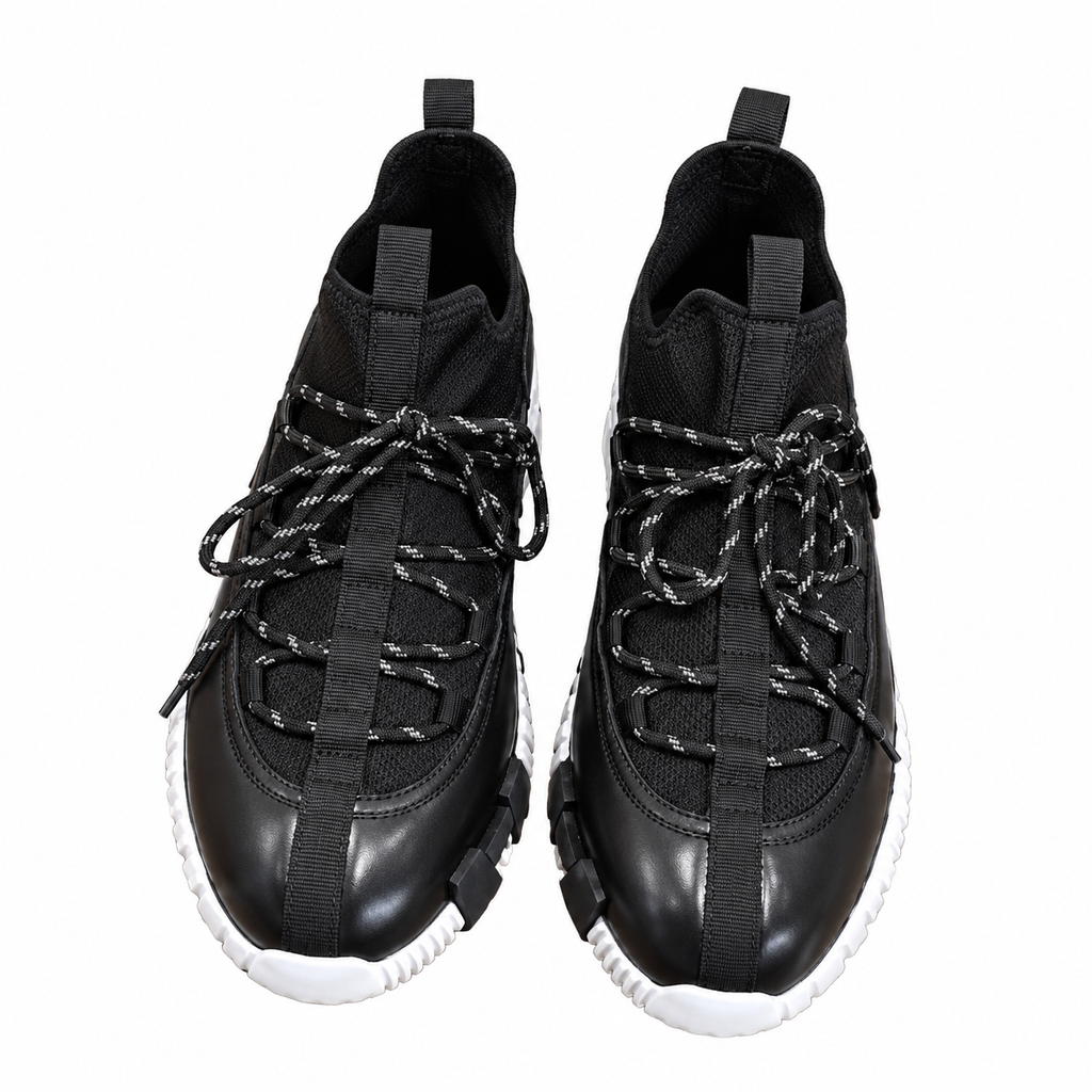 Hermès Black Panelled Lace-Up Sneakers