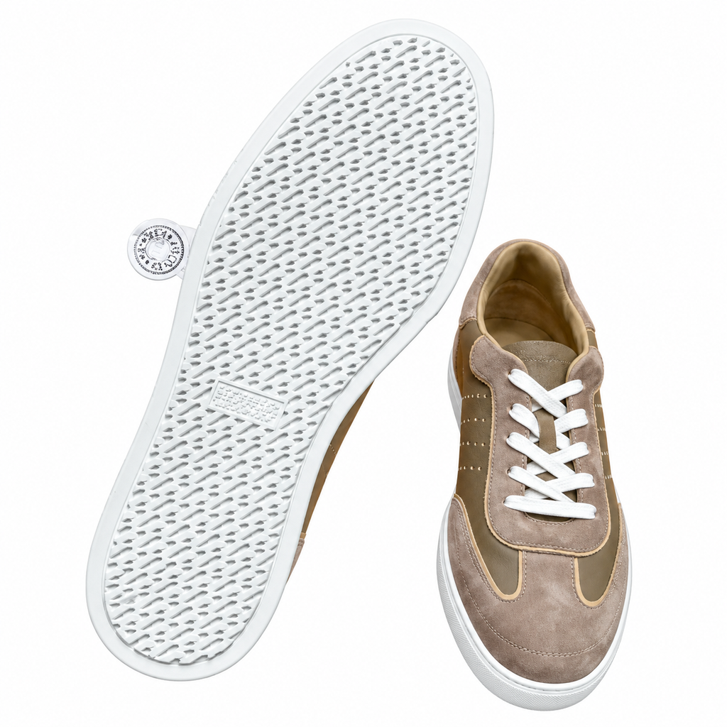 Hermès Khaki Panelled Low-Top Sneakers