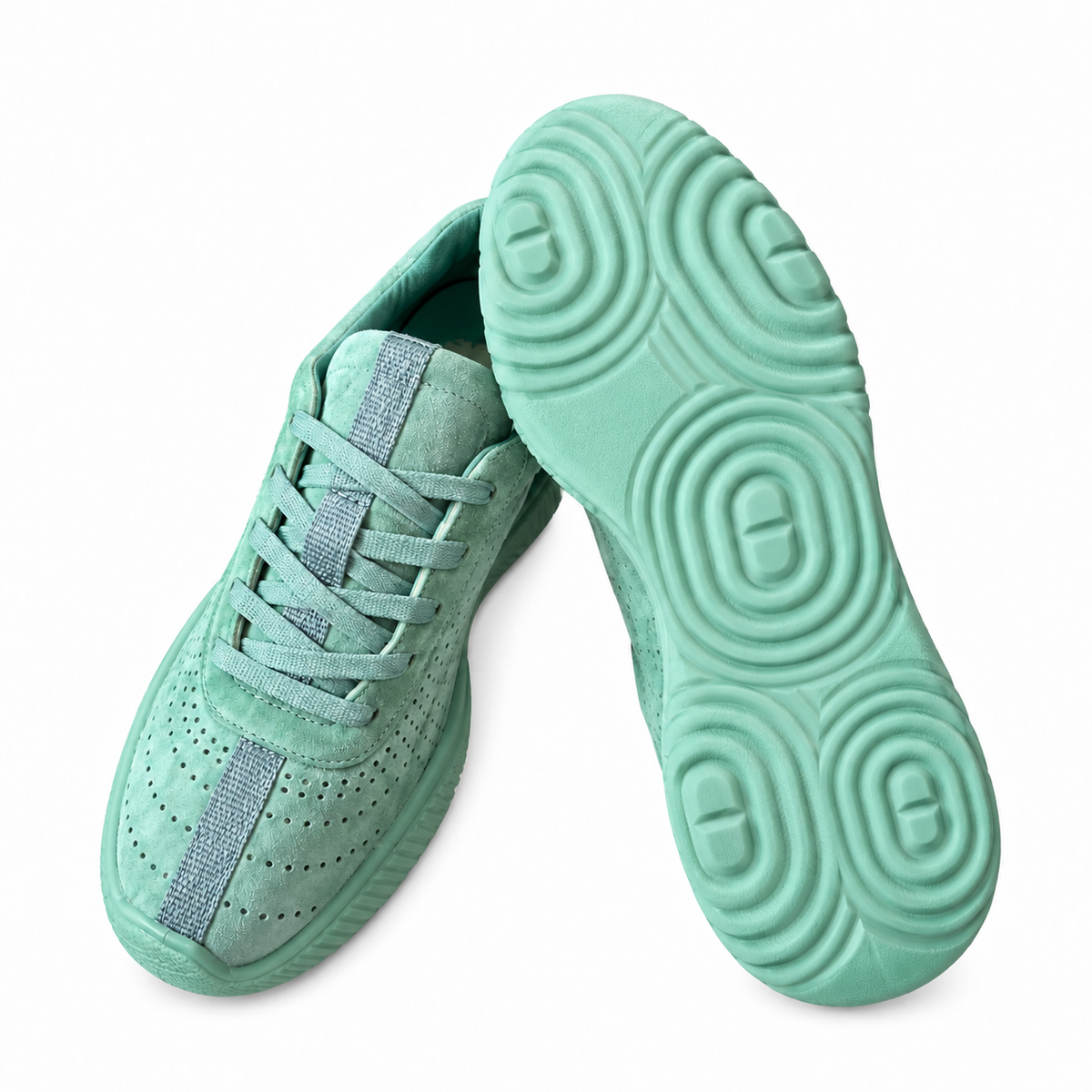 Hermès Mint Green Perforated Lace-Up Sneakers