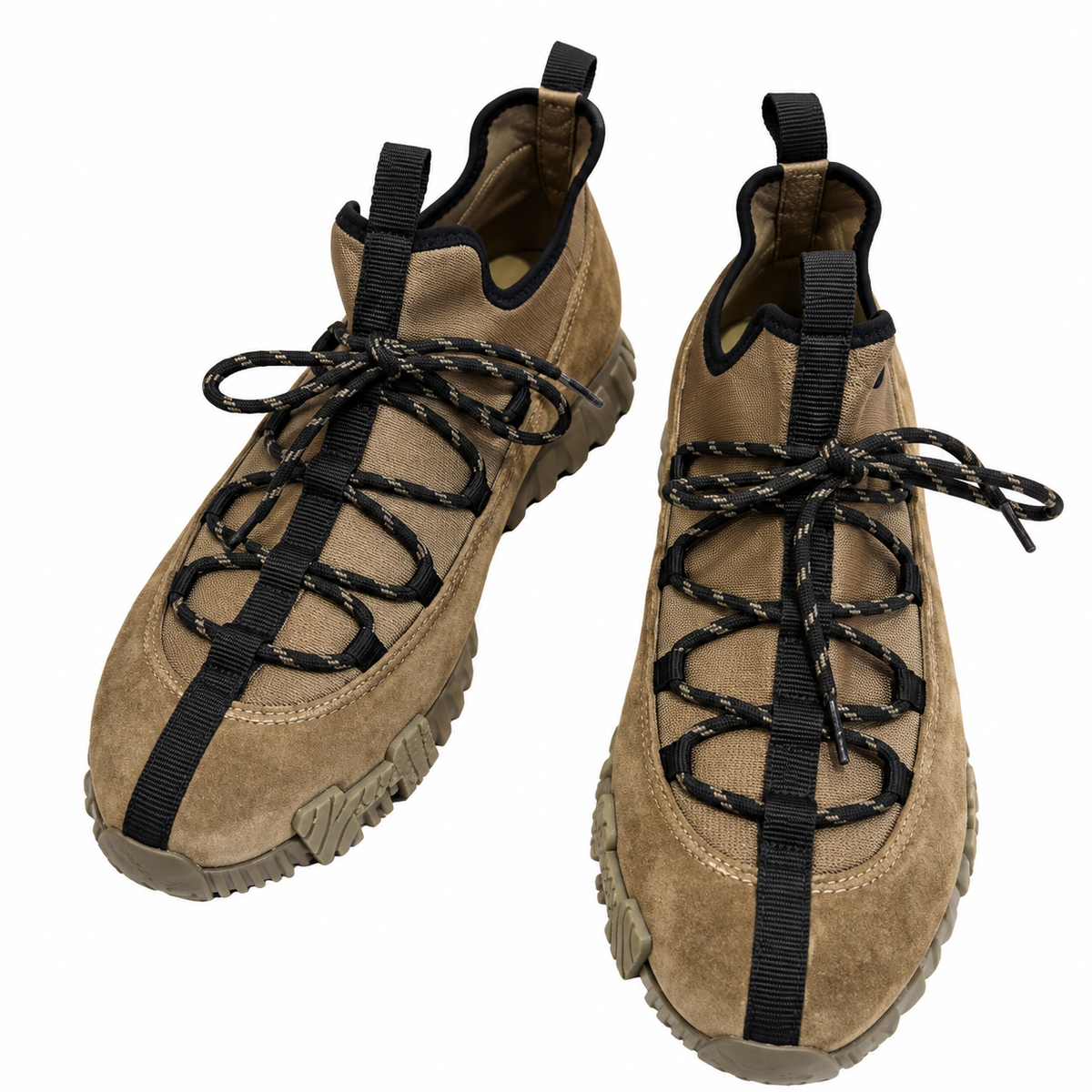 Hermès Taupe Panelled Lace-Up Sneakers