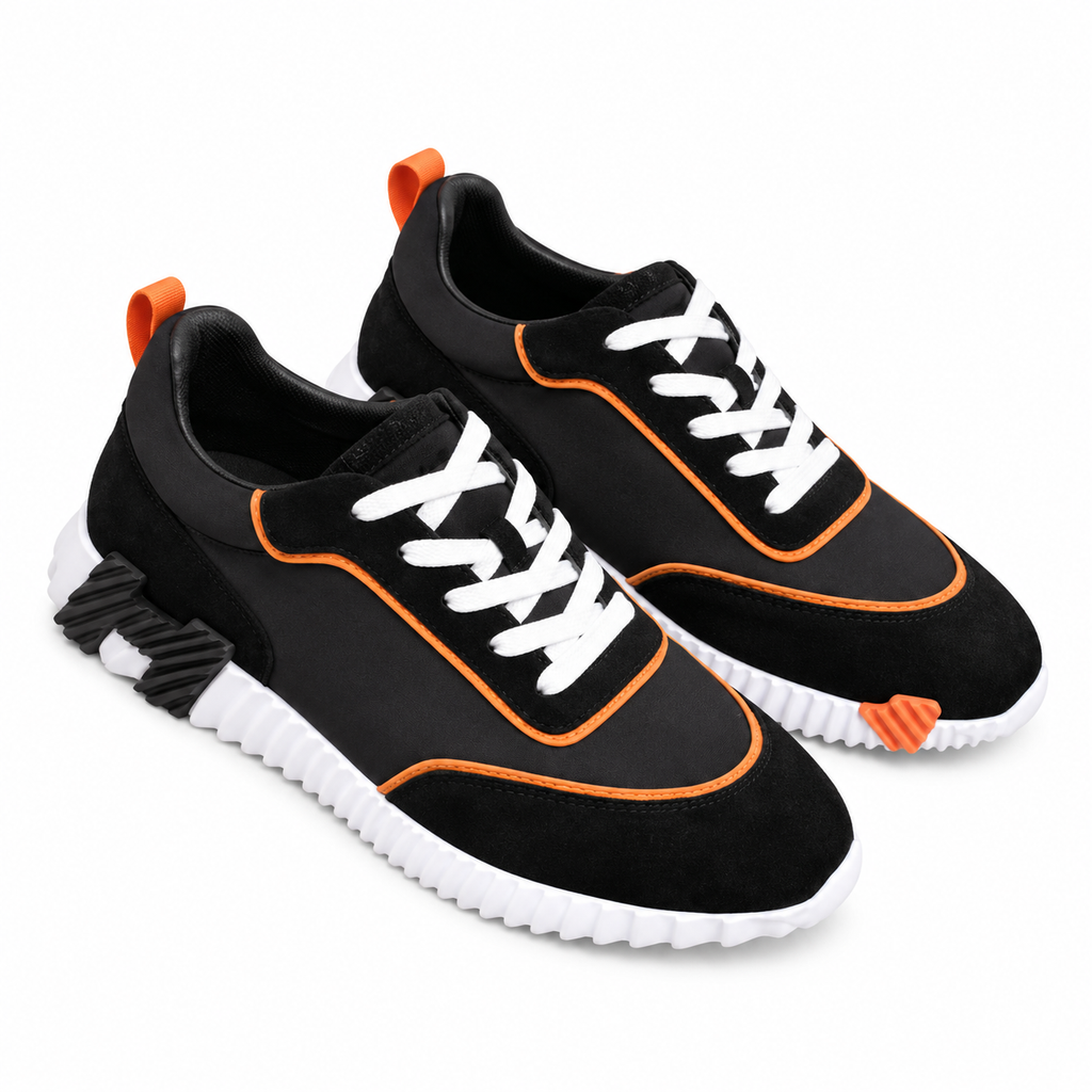 Hermès Black and Orange Low-Top Sneakers