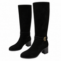 Hermès Black Buckle Knee-High Boots
