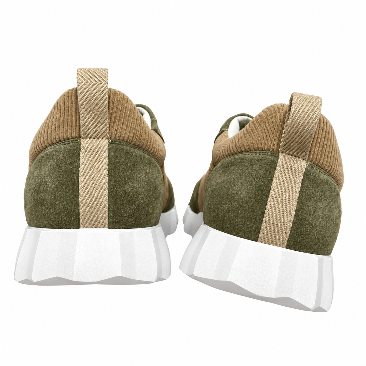 Hermès Taupe & Olive Low-Top Lace-Up Sneakers