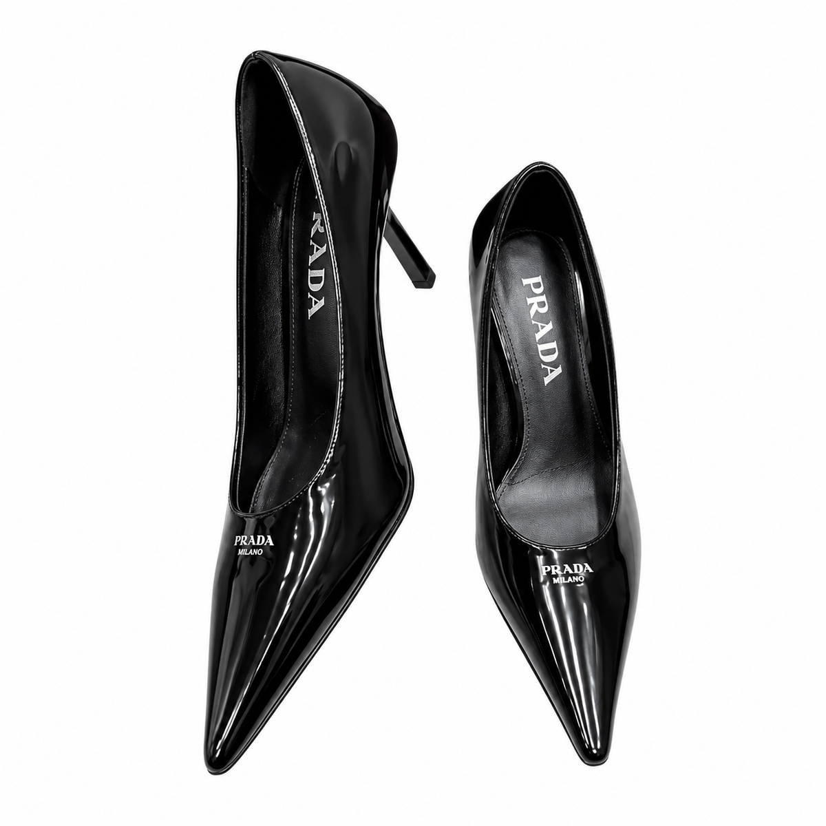 Prada Black Glossy Pointed-Toe Pumps