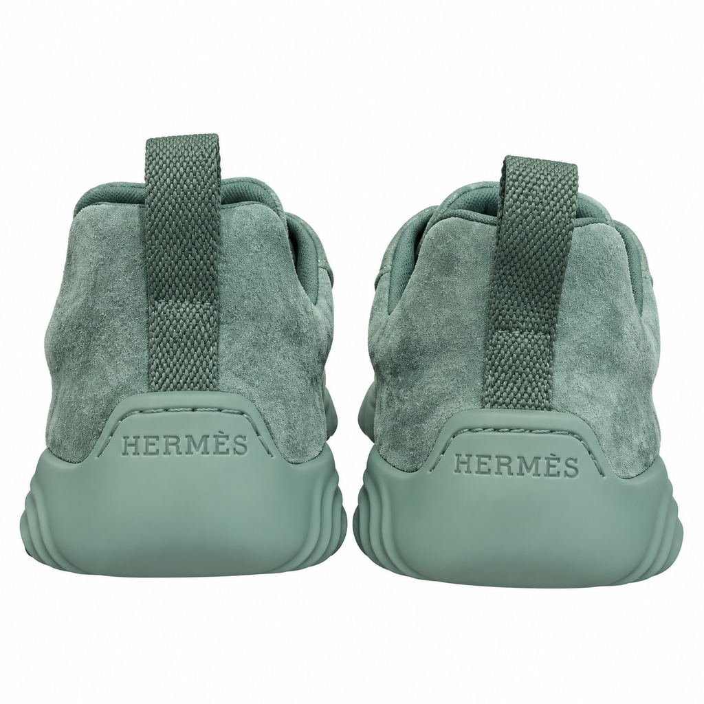 Hermès Sage Green Cutout Low-Top Sneakers