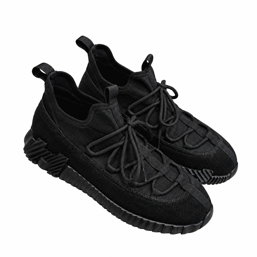 Hermès Black Tonal Lace-Up Sneakers