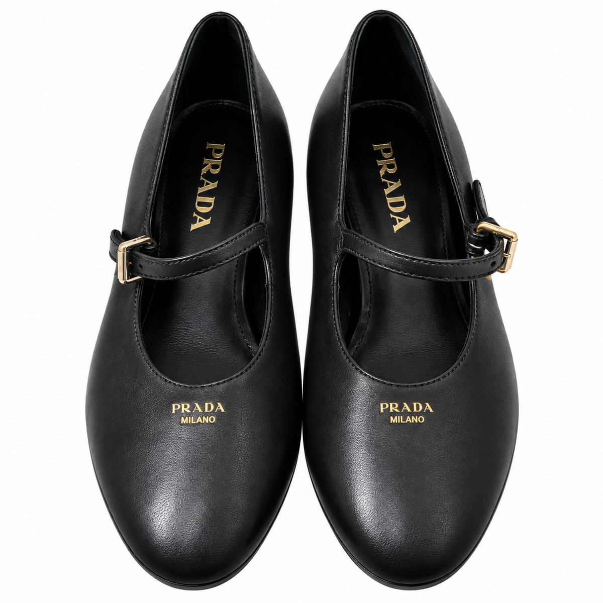 Prada Black Buckled Mary Jane Ballet Flats