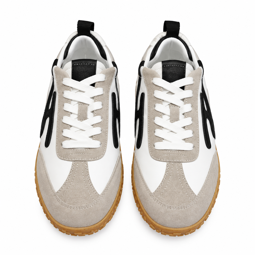 Hermès White & Beige Sneakers with Black Trim