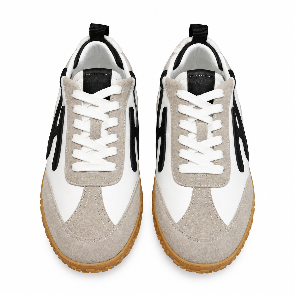 Hermès White & Beige Sneakers with Black Trim