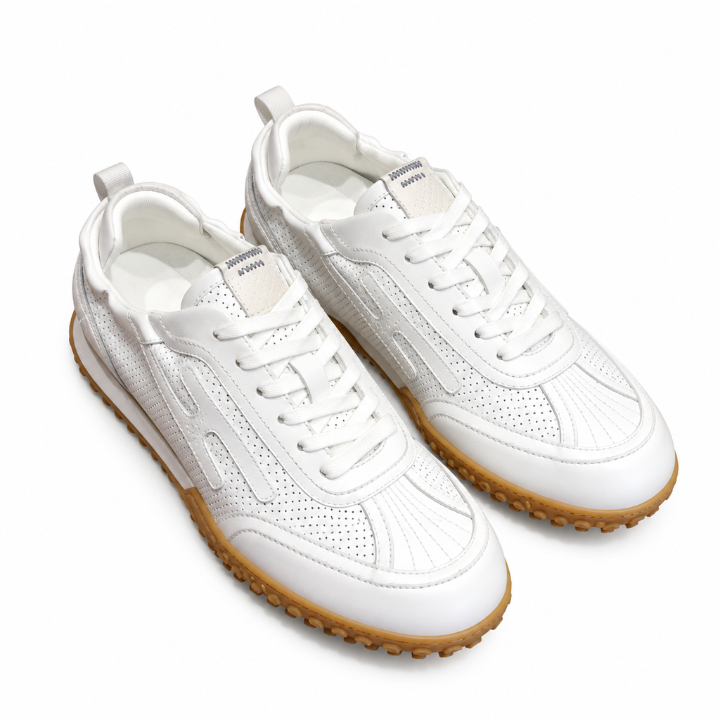 Hermès White Perforated Low-Top Sneakers