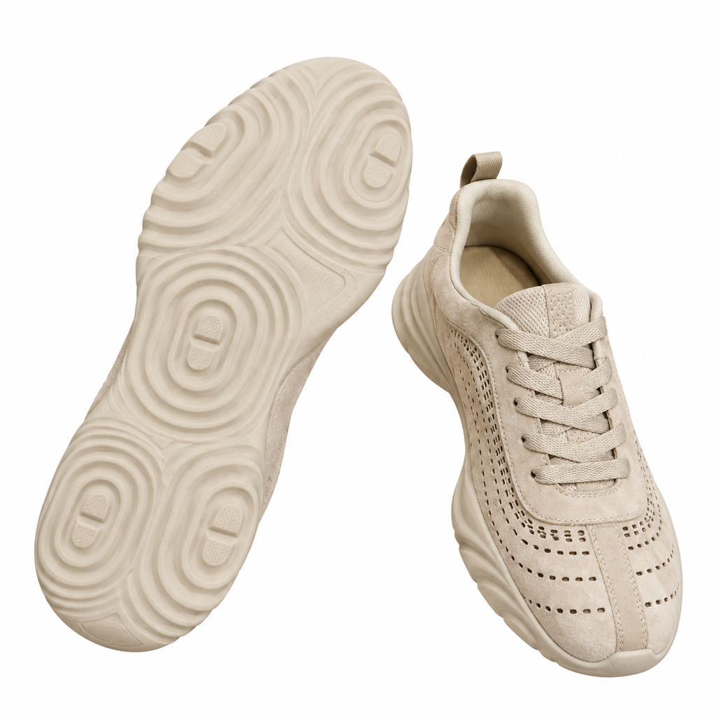 Hermès Beige Textured Cutout Low-Top Sneakers