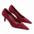 Prada Burgundy Pointed-Toe Closed-Back Pumps