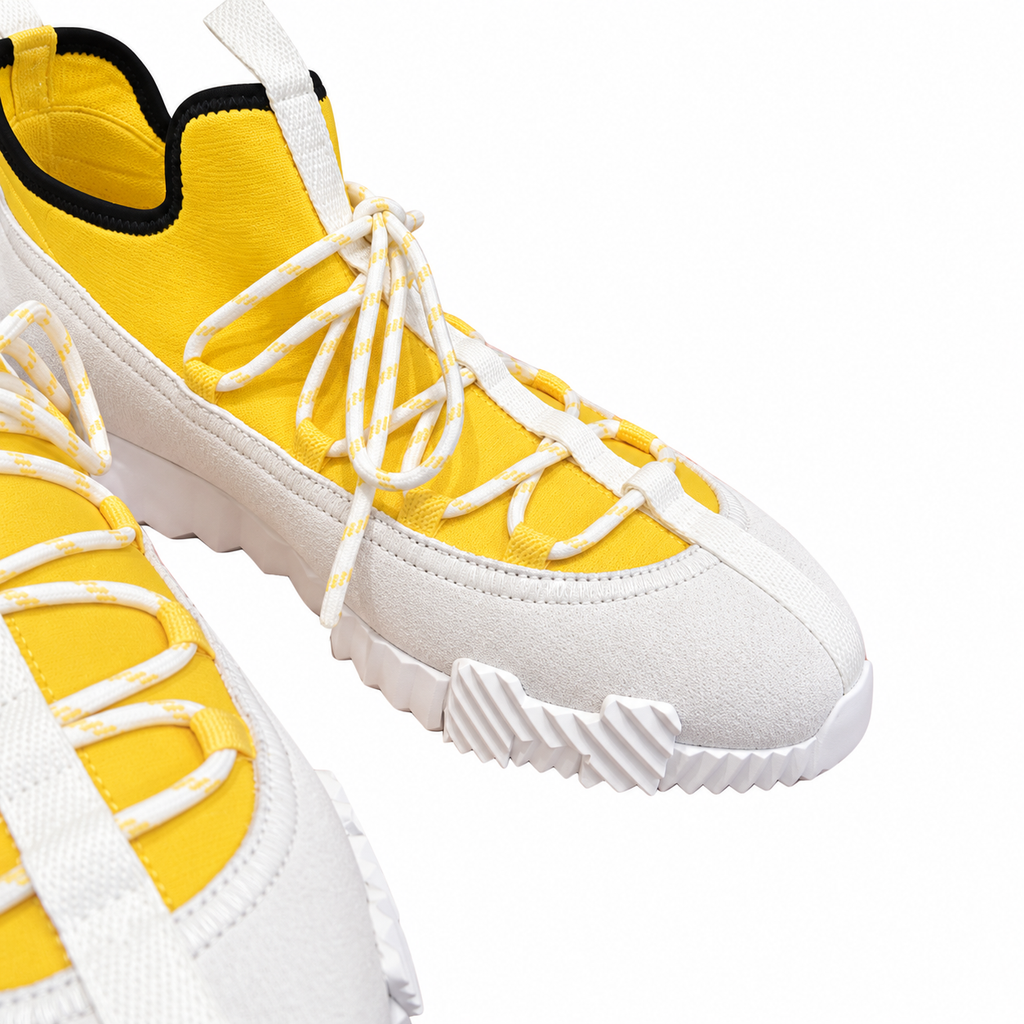 Hermès Yellow and White Lace-Up Sneakers