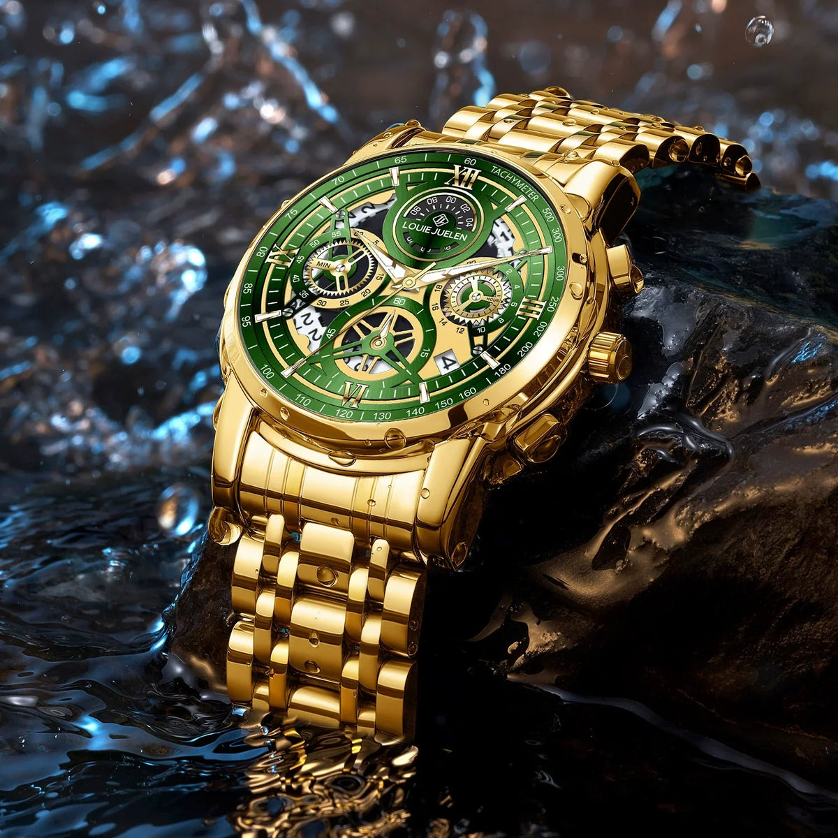 THORN Chronograph — Gold-Tone Steel, Green Dial & Gold Steel Bracelet, Men