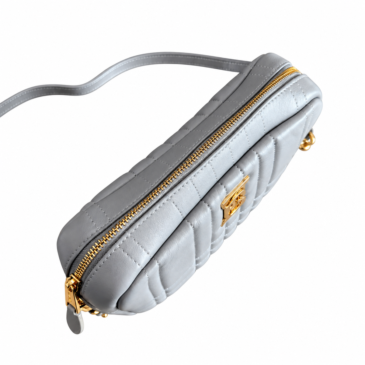 Burberry Pearl Grey Quilted Monogram Camera Bag