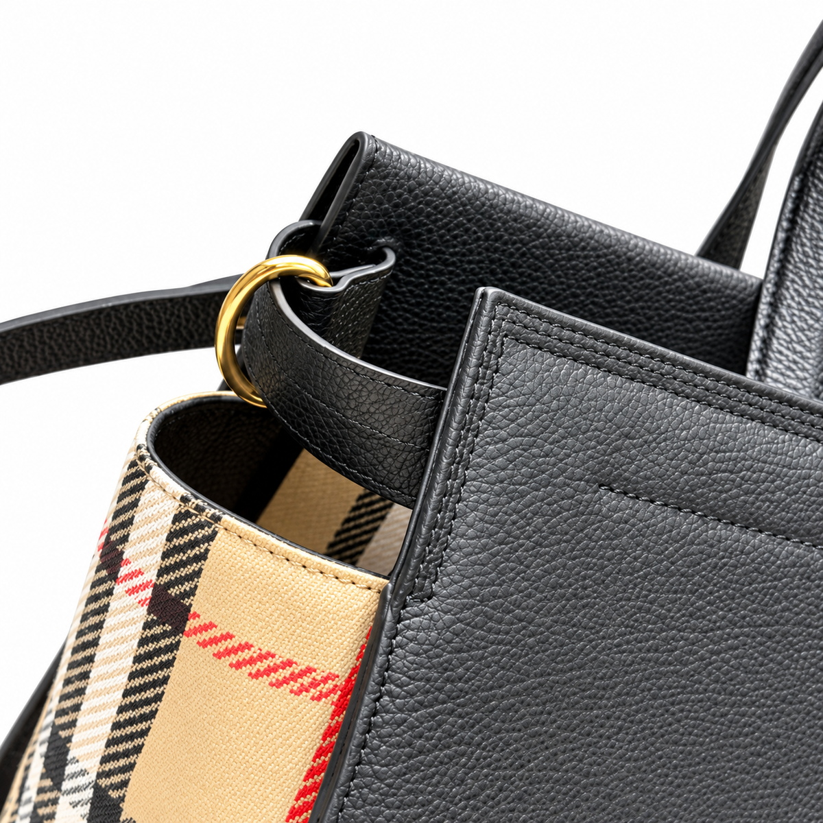 Burberry Heritage Check Black Top Handle Bag